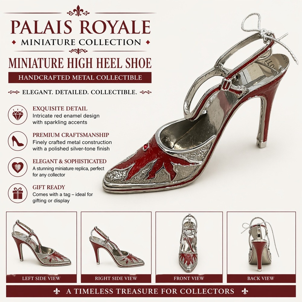 Palais Royal Miniature Red Enamel Swarovski Crystal Rhodium High Heel Figurine